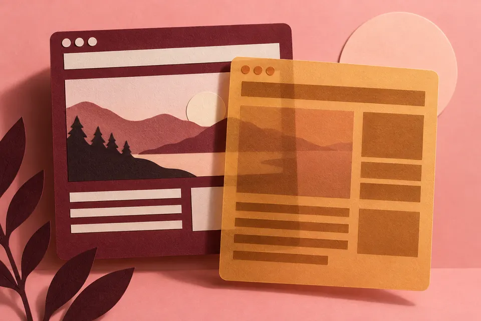 Layered transparent and opaque page illustrations